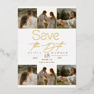 Simple Elegant Photo Wedding Save The Date Foil Invitation