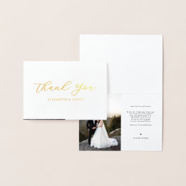 Simple Elegant Photo Wedding Thank You Card