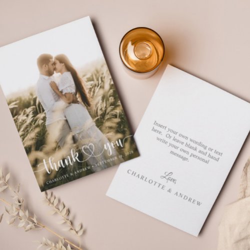 Simple Elegant Photo Wedding Thank You Card