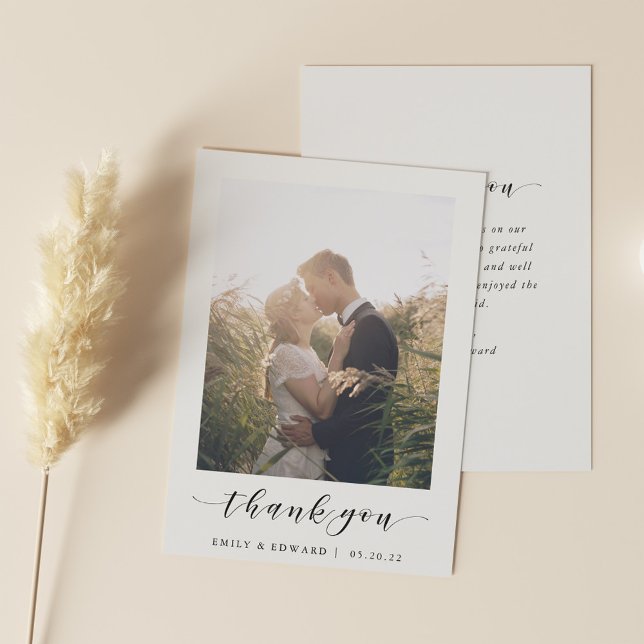Simple Elegant Photo Wedding Thank You Card (Creator Uploaded)