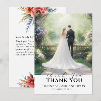Simple Elegant Photo Wedding Thank You Card Notes
