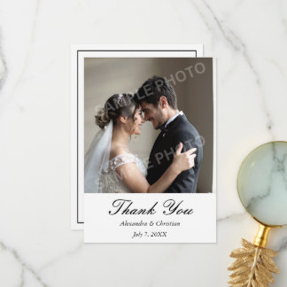Simple Elegant Photo Wedding Thank You Message Bac Card