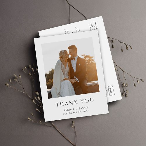 Simple Elegant Photo Wedding Thank You Postcard