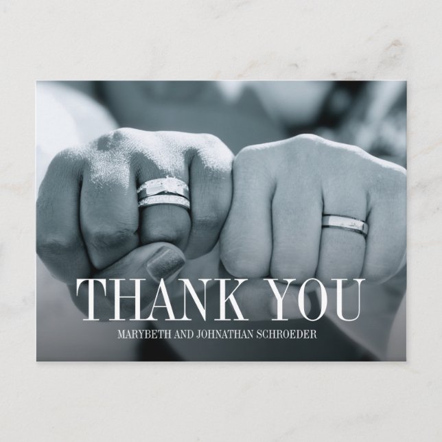Simple & Elegant Photo Wedding Thank You Postcard (Front)