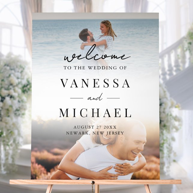Simple Elegant Photo Wedding Welcome Acrylic Sign (Creator Uploaded)