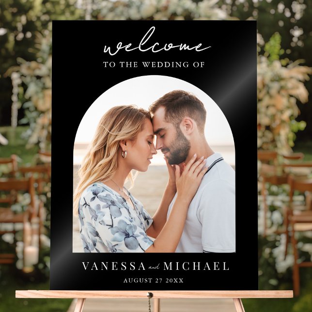 Simple Elegant Photo Wedding Welcome Acrylic Sign (Creator Uploaded)