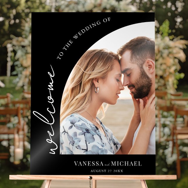 Simple Elegant Photo Wedding Welcome Acrylic Sign (Creator Uploaded)