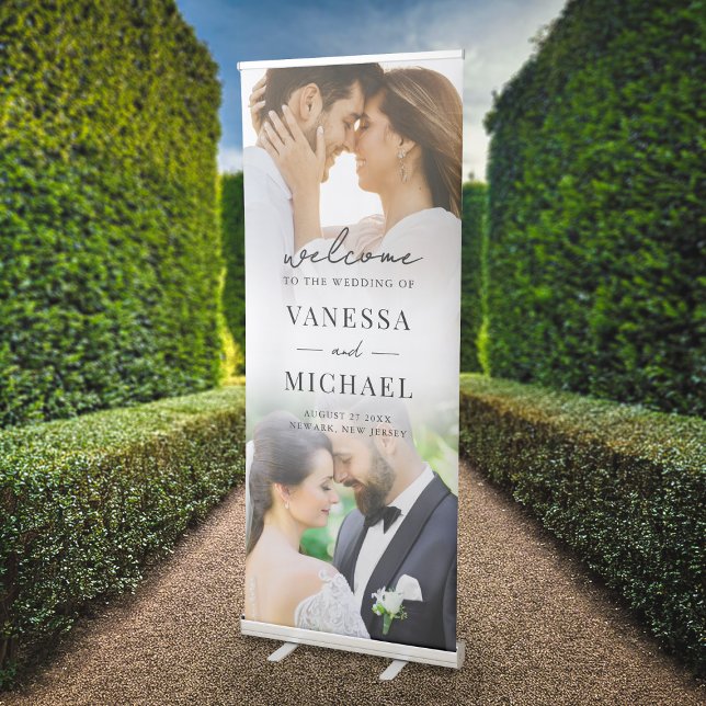 Simple Elegant Photo Wedding Welcome Retractable Banner (Creator Uploaded)