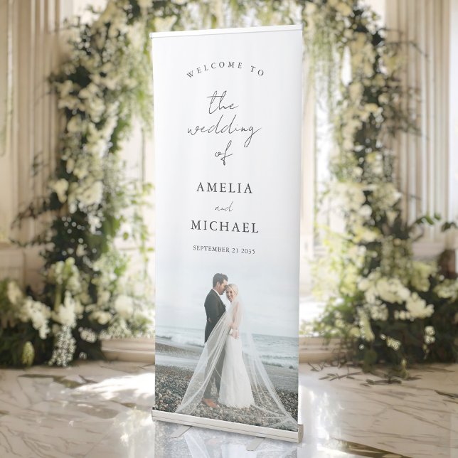 Simple Elegant Photo Wedding Welcome Retractable Banner (Creator Uploaded)
