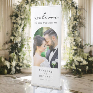 Simple Elegant Photo Wedding Welcome Retractable Banner