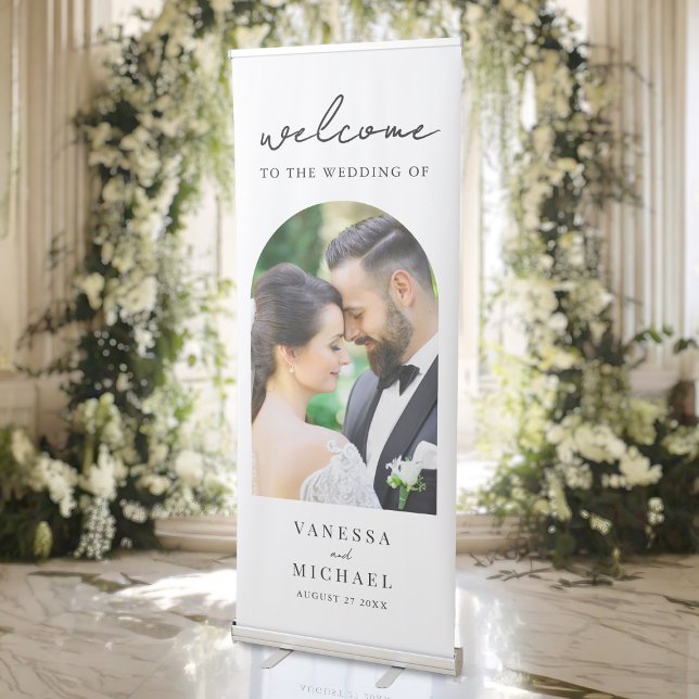 Simple Elegant Photo Wedding Welcome Retractable Banner (Creator Uploaded)