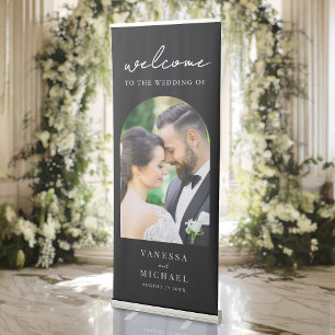 Simple Elegant Photo Wedding Welcome Retractable Banner