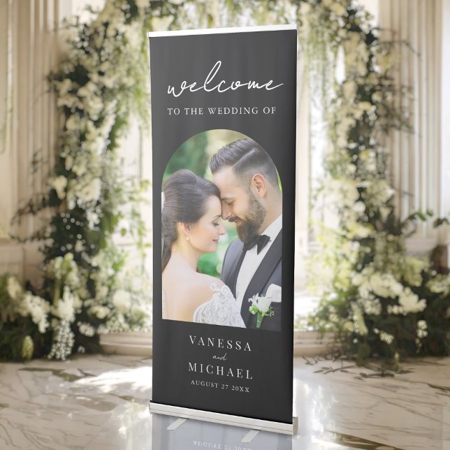 Simple Elegant Photo Wedding Welcome Retractable Banner (Creator Uploaded)