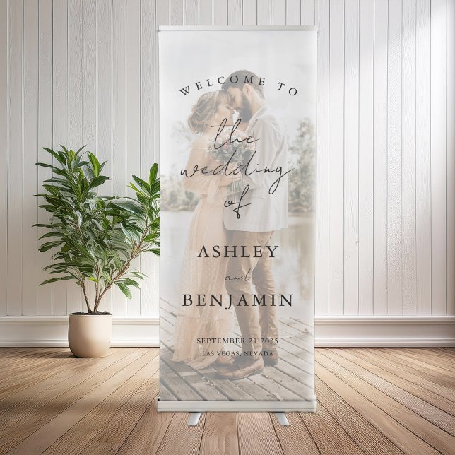 Simple Elegant Photo Welcome Wedding Retractable Banner (Creator Uploaded)