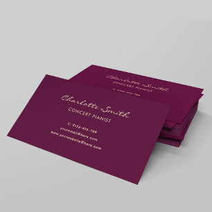 Simple Elegant Pianist Burgundy Business Card