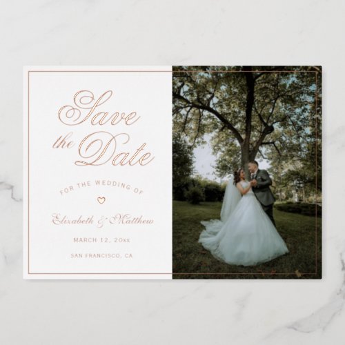 Simple Elegant Picture Wedding Save The Date Foil Invitation