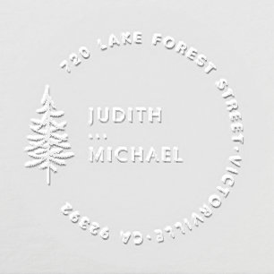 Simple Elegant Pine Wedding Names Return Address Embosser