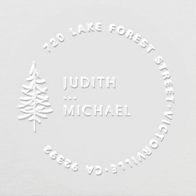 Simple Elegant Pine Wedding Names Return Address Embosser (Design)
