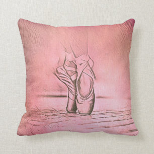 Simple Elegant Pink Ballet Shoes on Pointe Throw Pillow