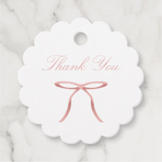 Simple Elegant Pink Bow Baby Shower Favor Tags