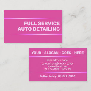Simple Elegant Pink Car Service Auto Detailing Business Card