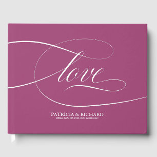 Simple Elegant Pink Cassis Wedding Guest Book