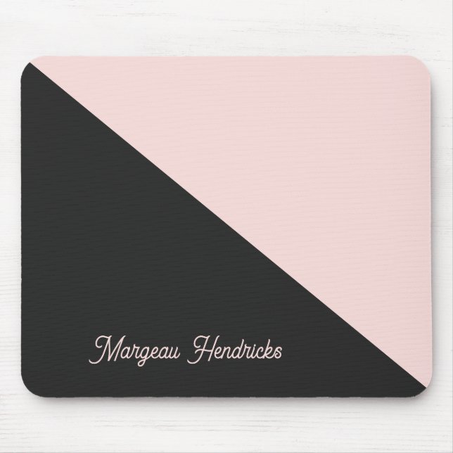 Simple Elegant Pink & Charcoal Gray Personalized Mouse Pad (Front)