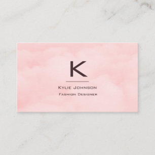 Simple Elegant Pink Cloud Monogram Personalized Business Card