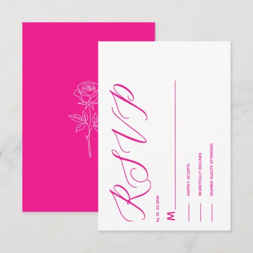 simple elegant pink fuchsia classic  rsvp  CARD