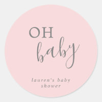 Simple Elegant Pink Girl Oh Baby Shower Favor