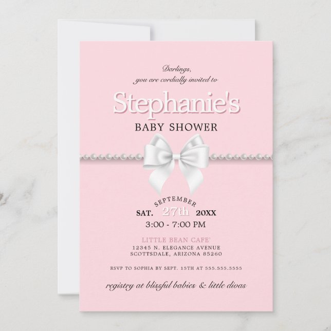Simple Elegant Pink Glam Tiffany Baby Shower Invitation (Front)
