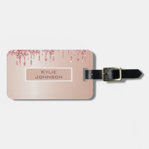 Simple elegant Pink Glitter Cute Personalized Name Luggage Tag
