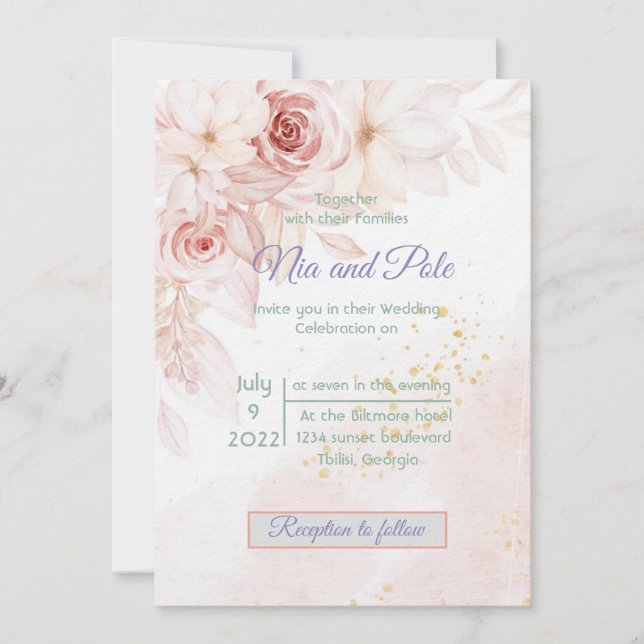 Simple Elegant pink invitation (Front)
