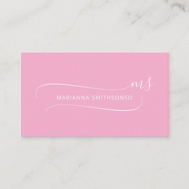 Simple Elegant Pink Minimalist Two Monogram Business Card