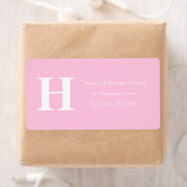 Simple Elegant Pink Monogram Initial return Label (Insitu)