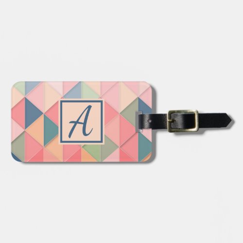 Simple Elegant Pink Monogram Intial Luggage Tag