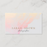 Simple Elegant Pink Peach Gradient Marble Gray Business Card at Zazzle
