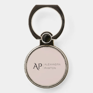 Simple Elegant Pink Personal Initials Phone Ring Stand
