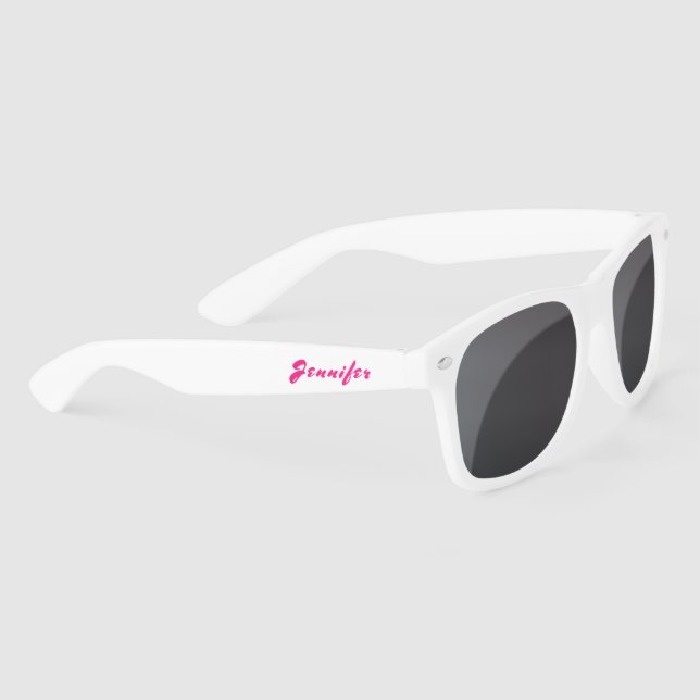 Simple Elegant Pink Personalized Name Custom Sunglasses (Right)