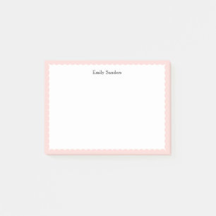 Simple Elegant Pink Scalloped Border Polka Dot Post-it Notes