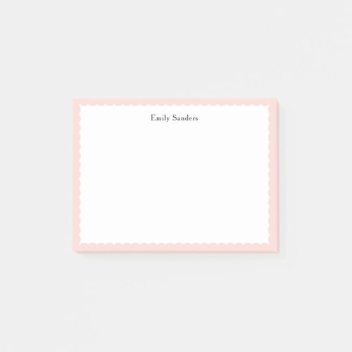 Simple Elegant Pink Scalloped Border Polka Dot Post_it Notes