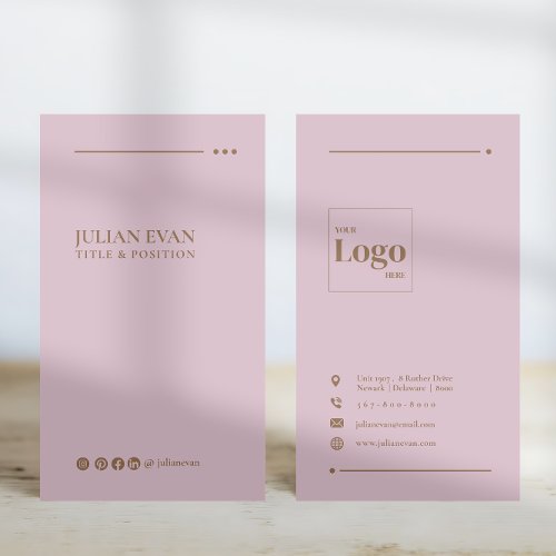 Simple Elegant Pink Social Media Business Card