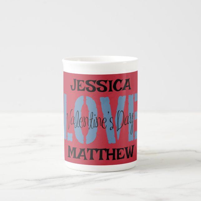 simple elegant pink valentine, Sweet for couple  Bone China Mug (Front)