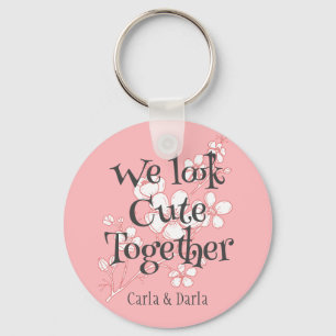 simple elegant pink valentine, Sweet for Friends Keychain