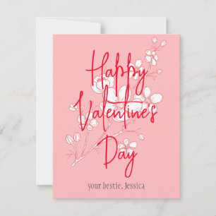 simple elegant pink valentine, Sweet for Friends Note Card