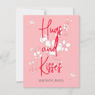 simple elegant pink valentine, Sweet for Friends Note Card