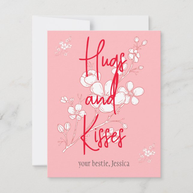 simple elegant pink valentine, Sweet for Friends Note Card (Front)