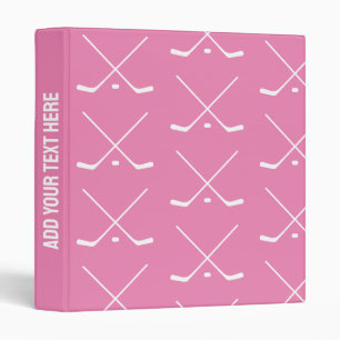Simple Elegant Pink white Hockey Sticks custom 3 Ring Binder