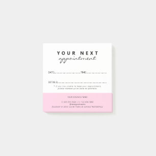 Simple Elegant Pink White Salon Appointment Post-it Notes