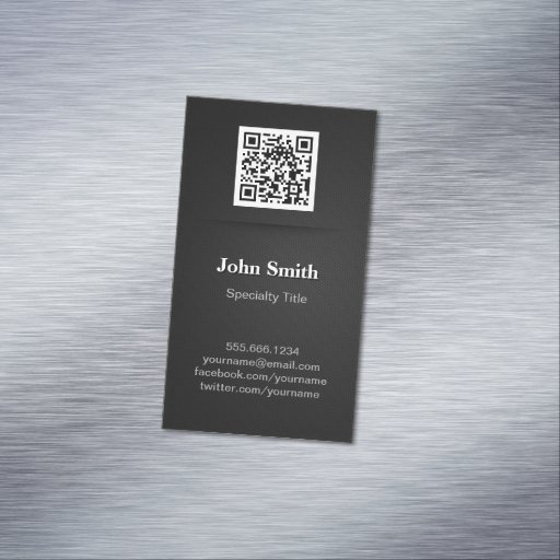 Customizable Simple Elegant Plain Black - Professional QR Code Business Card Magnet